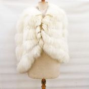 Fox trimmed cape, a large fox scarf, a white fox cape,