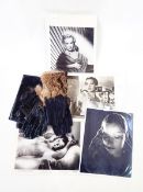 Pair of modern black leather gloves trimmed with rabbit,