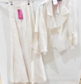 Christian Lacroix silk cross-over blouse with full layered sleeves with matching satin skirt,