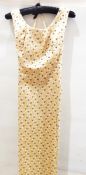 1960's satin and appliqued evening gown labelled 'Macphaw Model, London',