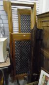 Pair of pine radiator covers with metal latticework panels