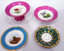 Pair of Minton porcelain plates, each with turquoise, blue and gilt border,