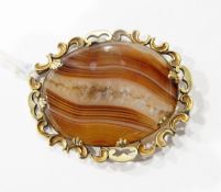 Victorian gold-coloured metal and banded agate brooch,