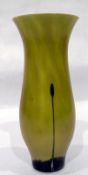 20th century cased baluster-shaped art glass vase, yellow ground,