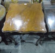 Chippendale-style walnut occasional table, the square top with wavy edge border,