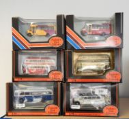 Collection of Exclusive First Edition diecast model buses in window boxes
