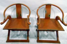 Pair of reproduction Chinese-style elbow chairs (2)