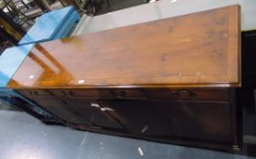 Reproduction yew veneered sideboard,