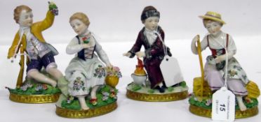 Set of four Sitzendorf figures 