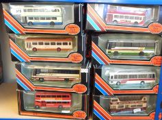 Collection of Exclusive First Edition diecast model buses in window boxes