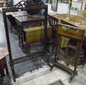 Mahogany frame with fret carved ornamentation, on four swept supports,