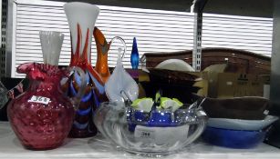 Large quantity of art glass including bowls, vases, jugs, etc.