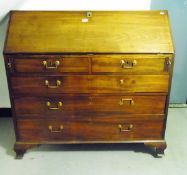 Georgian mahogany bureau, the fall revealing fitted interior,