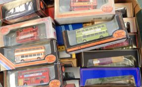 Collection of Exclusive First Edition diecast model buses in window boxes