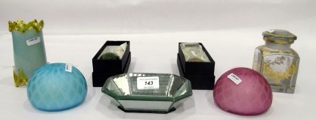 Various glass wine/decanter stoppers, glass paperweights,