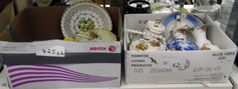 Royal Albert 'Old Country Roses' vase and posy vase, Braunton studio biscuit barrel, sweet jar,