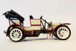 Schuco 1229 Mercedes vintage tinplate car, cream and burgundy livery, 20cm long approx.