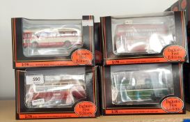 Collection of Exclusive First Edition diecast model buses in window boxes