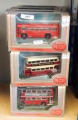 Collection of Exclusive First Edition diecast model buses in window boxes