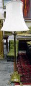Brass lamp standard in the classical form, having reeded column with brass caps,
