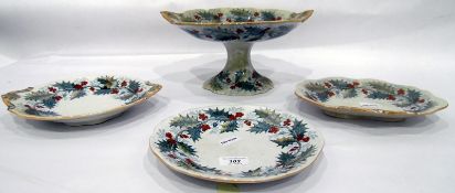 Davenport 'Holly' pattern part dinner service including eight dinner plates,