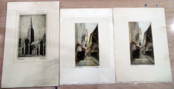 E J Mayberry (20th century school) Etchings 