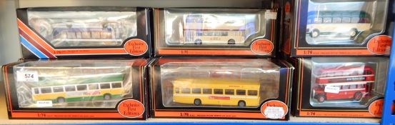 Collection of Exclusive First Edition diecast model buses in window boxes