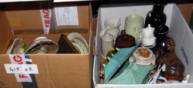 Three Tony Wood teapots, other assorted ceramics and teapots,