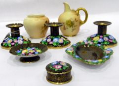 Royal Worcester china vase, floral spray painted to a blush ground,