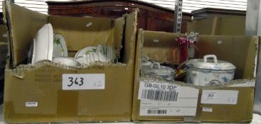 Various glassware including coloured glass,