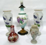 Pair of late 19th/early 20th century white opaque glass vases of baluster form,