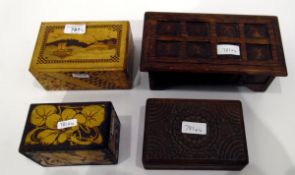 20th century oak lidded box in the shape of a coffer,