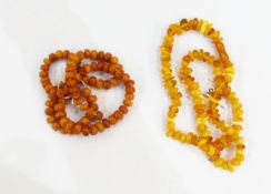 Butterscotch amber beaded necklace, 33.