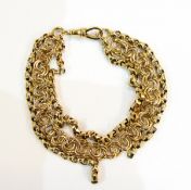 9ct gold fancy-link bracelet with bolt ring clasp,