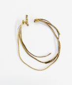 9ct three colour gold three strand bracelet (broken),