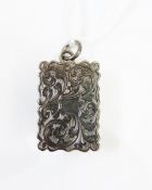 Victorian silver vinaigrette, rectangular and scroll engraved,