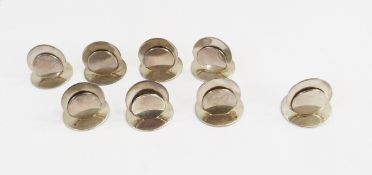 Set of eight modern silver menu holders by J A Campbell, London 1987, of simple circular design,