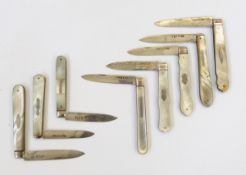 Victorian silver and mother-of-pearl folding fruit knife, maker's mark 'AH', Sheffield 1870,