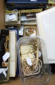Large quantity of costume jewellery including simulated pearl necklaces, a paste fringe necklace,