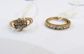 9ct gold and simulated diamond half-eternity ring, size K/L approx.