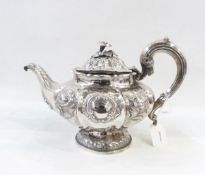 Victorian silver teapot probably by William Hewitt, London 1839,