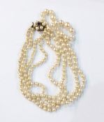 Two-strand cultured pearl necklace, graduated pearls,