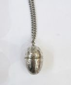 Victorian silver egg-shaped vinaigrette, strapwork engraved, Birmingham J 1858, maker's mark A&S,