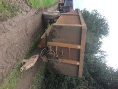 Richard Western 10t dump trailer on super single wheels and standard rocking beam axle and standard