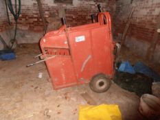 Calf Crush. Dehorning crush. Location: Acle, Norfolk.