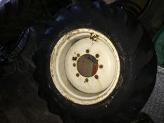 One pre 2000 Manitou telehandler tyre and rim. Goodyear 16 PLY. 15.5/80/24 - 275 PCD 220 Hole.