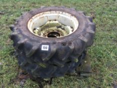 Pair 13.6R28 wheels and tyres