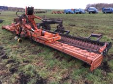 Maschio 8m folding power harrow with solid packer and hydraulic bout markers.