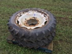 Pair 230/95R32 front row crop wheels and tyres