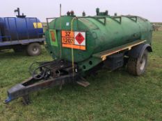 Single axle 5000ltr twin wheeled ex army fuel bowser
